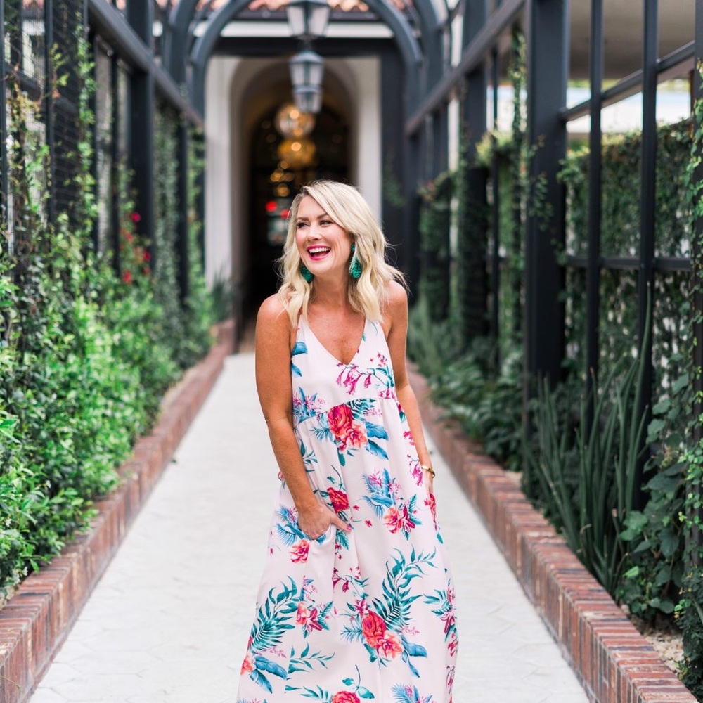 Gibson x Hi Sugarplum Resort Collection Maxi Dress Small pink floral